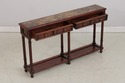 73973: Mahogany 2 Drawer Marble Top Console Table