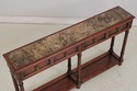 73973: Mahogany 2 Drawer Marble Top Console Table
