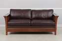 74090: STICKLEY Mission Oak Burgundy Leather Sofa