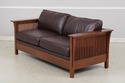 74090: STICKLEY Mission Oak Burgundy Leather Sofa