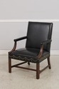 F74099: Pair of HICKORY CHAIR CO Leather Mahogany 