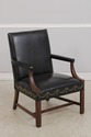 F74099: Pair of HICKORY CHAIR CO Leather Mahogany 