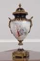 F74117: SEVRES Cobalt Blue Porcelain Painted Urns 