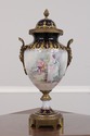 F74117: SEVRES Cobalt Blue Porcelain Painted Urns 