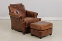 74204: STICKLEY Tufted Back Leather Chair & Ottoma