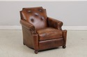 74204: STICKLEY Tufted Back Leather Chair & Ottoma