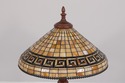 LF74295: QUOIZEL Tiffany Greek Key Leaded Glass Ta