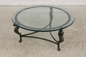 F74647: Round Iron & Glass Coffee Table w. Lion He