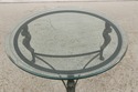 F74647: Round Iron & Glass Coffee Table w. Lion He
