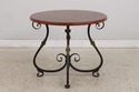 74648: Round Cherry Top Wrought Iron Base Dining O