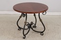 74648: Round Cherry Top Wrought Iron Base Dining O