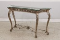 L74720: Vintage Silver Finish Glass Top Console Ta