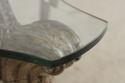 L74720: Vintage Silver Finish Glass Top Console Ta