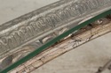 L74720: Vintage Silver Finish Glass Top Console Ta