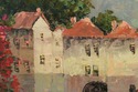 F74754: Framed Oil Painting On Canvas Harbour Scen