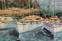 F74754: Framed Oil Painting On Canvas Harbour Scen