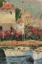 F74754: Framed Oil Painting On Canvas Harbour Scen