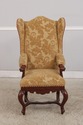 L74774: Pair French Oak Carved Wing Back Damask Ch
