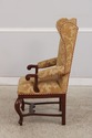L74774: Pair French Oak Carved Wing Back Damask Ch