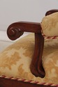 L74774: Pair French Oak Carved Wing Back Damask Ch