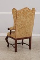 L74774: Pair French Oak Carved Wing Back Damask Ch