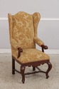 L74774: Pair French Oak Carved Wing Back Damask Ch