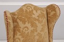 L74774: Pair French Oak Carved Wing Back Damask Ch
