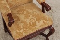 L74774: Pair French Oak Carved Wing Back Damask Ch