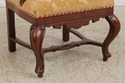 L74774: Pair French Oak Carved Wing Back Damask Ch