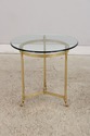 74867: Pair Of Brass & Glass Round End Tables