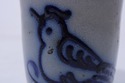 F74962: Blue Stoneware Cup w. Bird Design