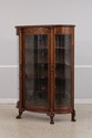 F75057: Antique Oak Curved Glass Display Cabinet