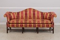 75066: Vintage Camelback Damask Upholstered Sofa