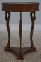 L72686: Round Burl Wood Italian Swan Form Table
