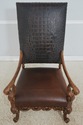 72681: CENTURY Leather & Wood High Back Armchair