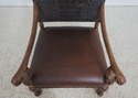 72681: CENTURY Leather & Wood High Back Armchair