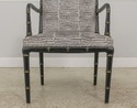 59694EC: Pair Bamboo Form Newly Upholstered Open A