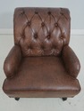 63937EC: Pair Tufted Back Faux Leather Club Chairs