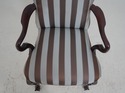 63982EC: Pair ST TIMOTHY Upholstered Striped Mahog