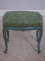 72779: French Green Damask Upholstered Foot Stool 