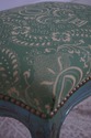 72779: French Green Damask Upholstered Foot Stool 