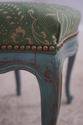 72779: French Green Damask Upholstered Foot Stool 