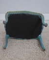 72779: French Green Damask Upholstered Foot Stool 
