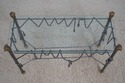 L72754: Regency Style Iron Brass & Glass Top Rams 