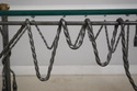 L72754: Regency Style Iron Brass & Glass Top Rams 