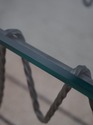 L72754: Regency Style Iron Brass & Glass Top Rams 