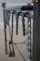 L72754: Regency Style Iron Brass & Glass Top Rams 