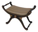 63943EC: Black & Gold Regency Style X Base Bench