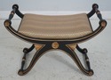 63943EC: Black & Gold Regency Style X Base Bench