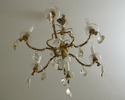 F72472:  Vintage French Crystal And Bronze Six-Arm